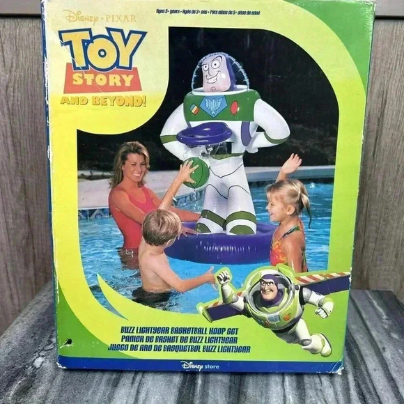 Toy Story Buzz Lightyear Pool Basketball Hoop Set Vtg - Picture 2 of 7
